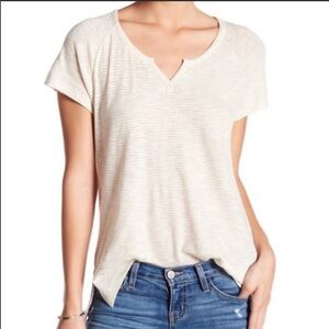 Madewell Highsmith V neck split striped tee